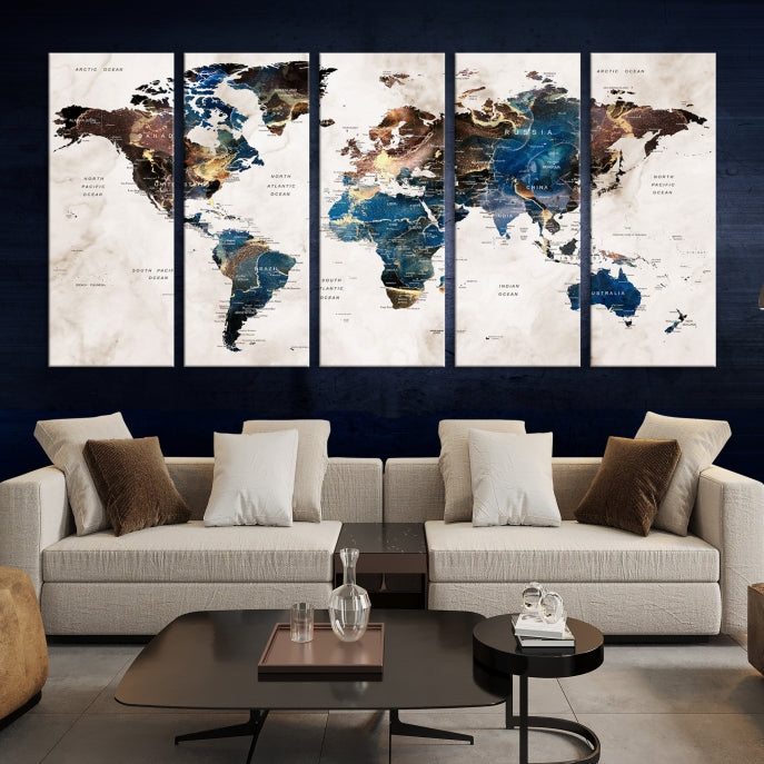 Add a Touch of Abstract Style to Your Decor with Our World Map Wall Art Canvas Print