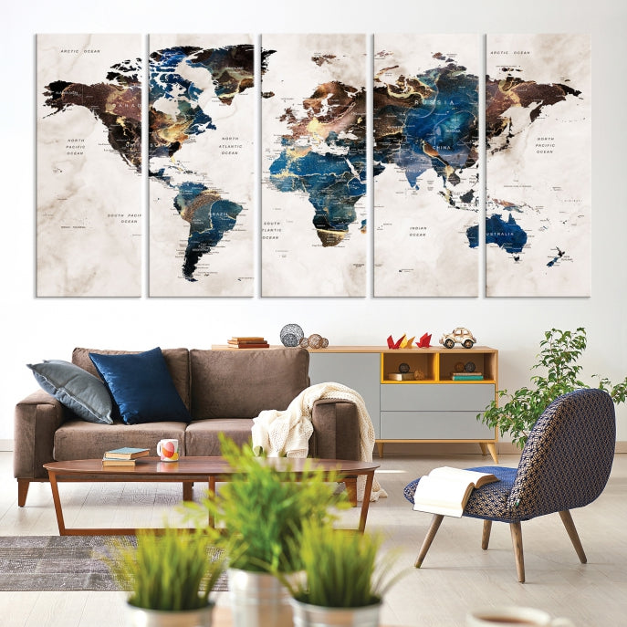 Add a Touch of Abstract Style to Your Decor with Our World Map Wall Art Canvas Print