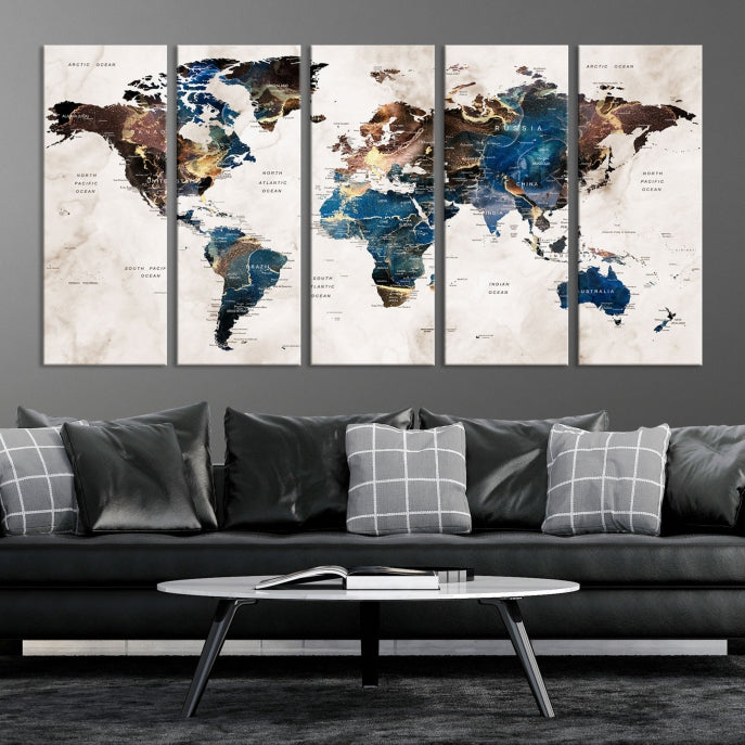 Add a Touch of Abstract Style to Your Decor with Our World Map Wall Art Canvas Print