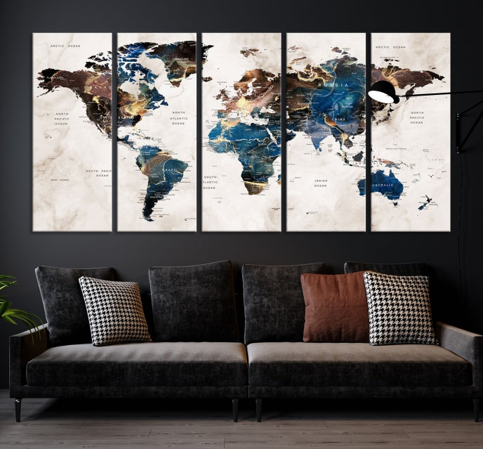 Add a Touch of Abstract Style to Your Decor with Our World Map Wall Art Canvas Print