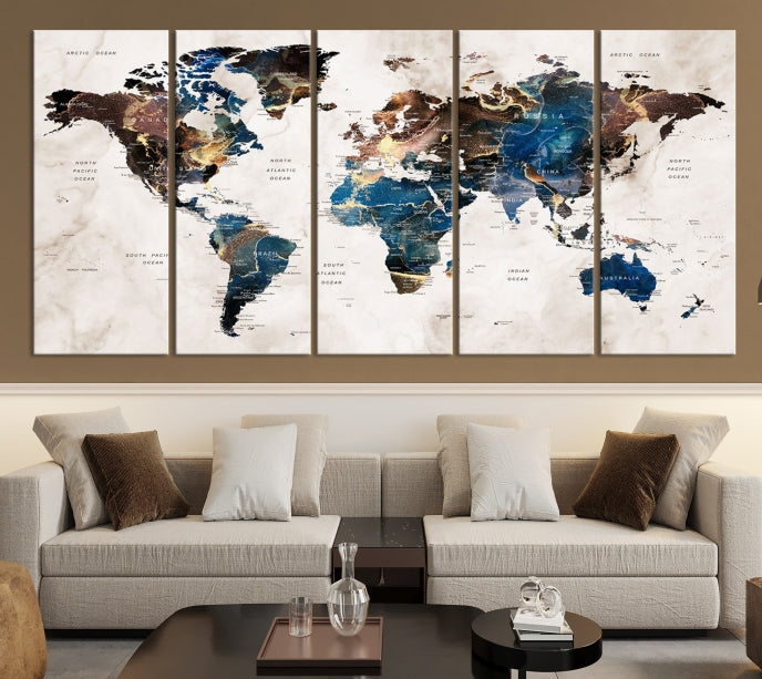 Add a Touch of Abstract Style to Your Decor with Our World Map Wall Art Canvas Print