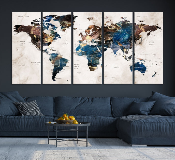 Add a Touch of Abstract Style to Your Decor with Our World Map Wall Art Canvas Print