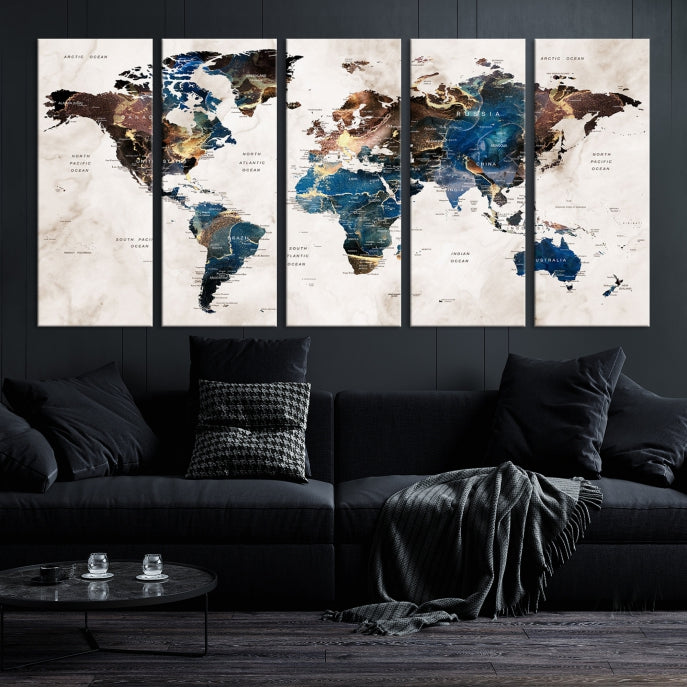 Add a Touch of Abstract Style to Your Decor with Our World Map Wall Art Canvas Print