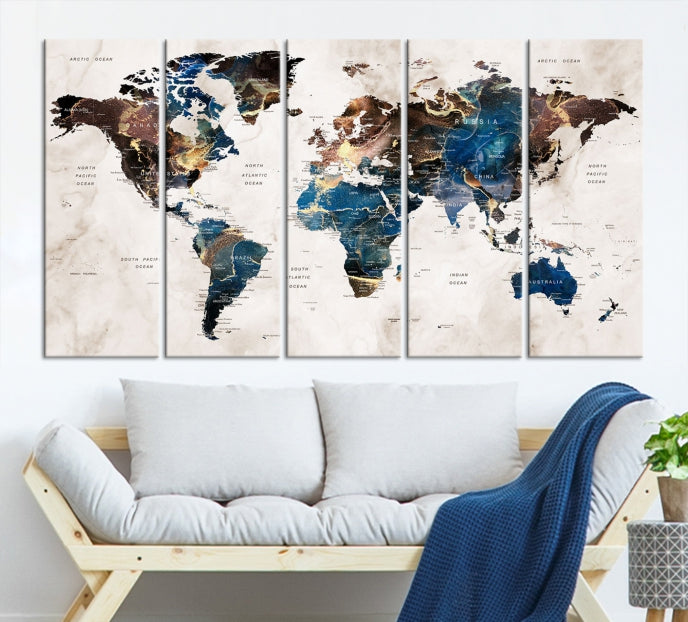 Add a Touch of Abstract Style to Your Decor with Our World Map Wall Art Canvas Print