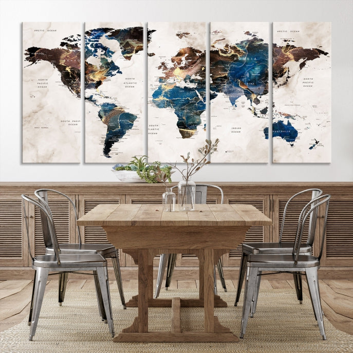 Add a Touch of Abstract Style to Your Decor with Our World Map Wall Art Canvas Print