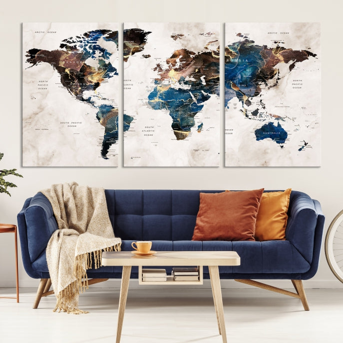 Add a Touch of Abstract Style to Your Decor with Our World Map Wall Art Canvas Print