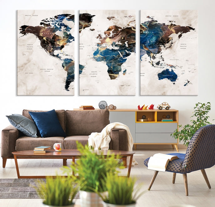 Add a Touch of Abstract Style to Your Decor with Our World Map Wall Art Canvas Print