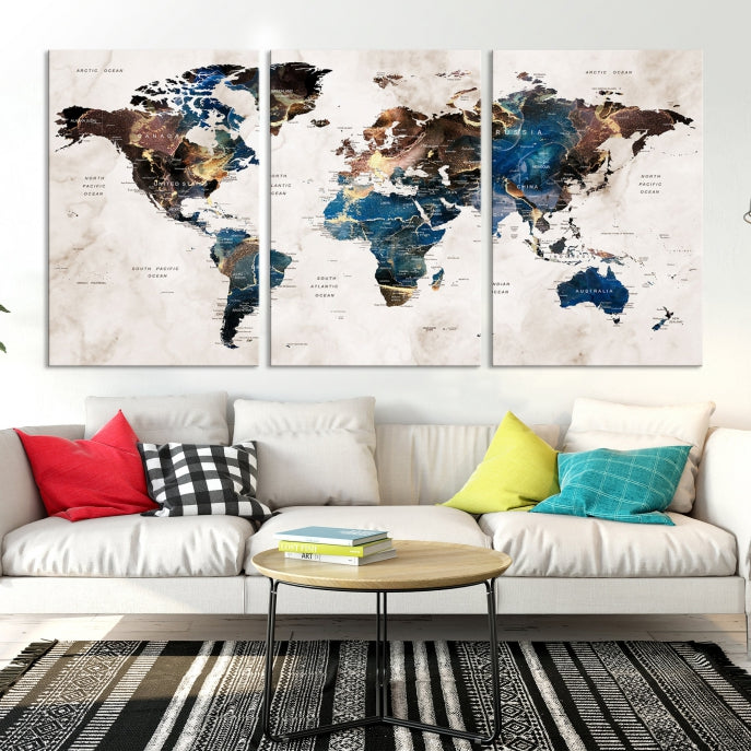 Add a Touch of Abstract Style to Your Decor with Our World Map Wall Art Canvas Print