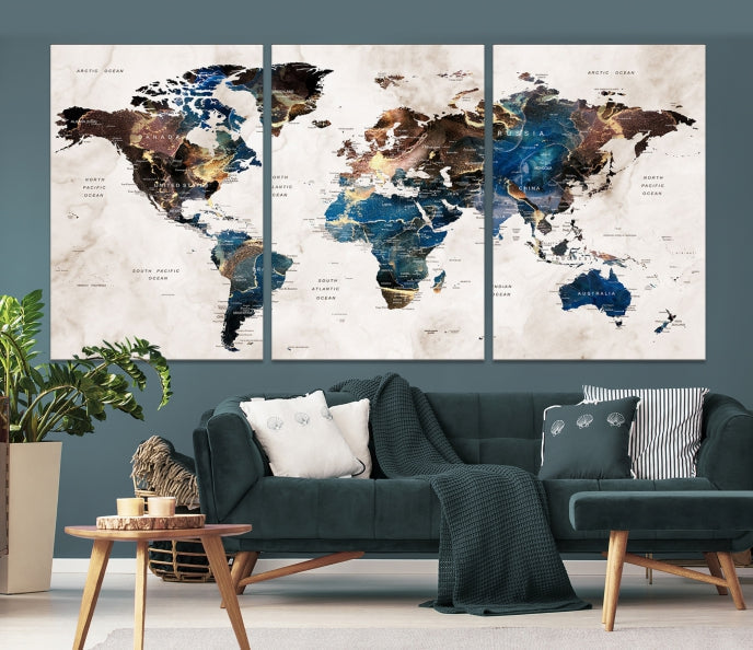 Add a Touch of Abstract Style to Your Decor with Our World Map Wall Art Canvas Print