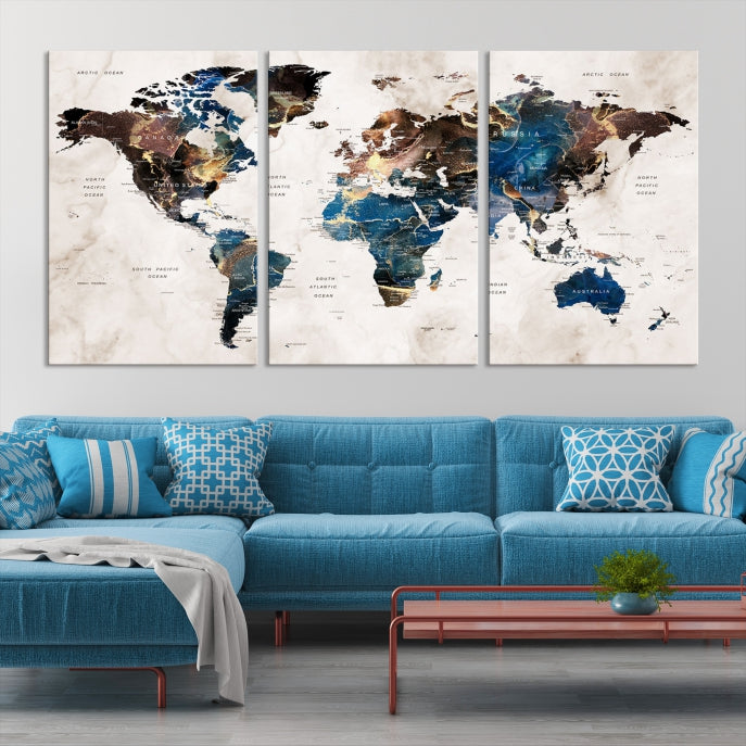 Add a Touch of Abstract Style to Your Decor with Our World Map Wall Art Canvas Print