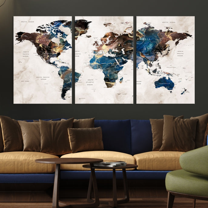 Add a Touch of Abstract Style to Your Decor with Our World Map Wall Art Canvas Print