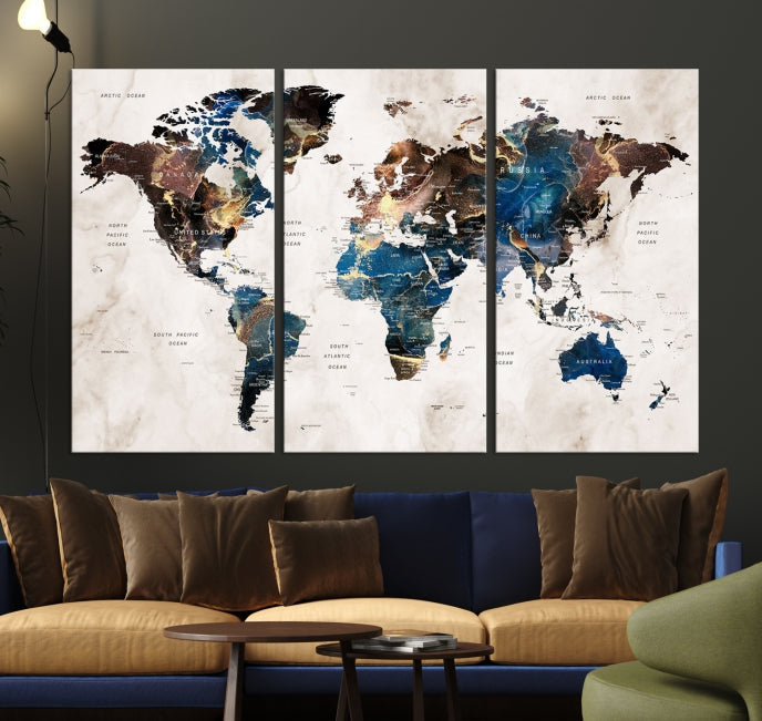 Add a Touch of Abstract Style to Your Decor with Our World Map Wall Art Canvas Print