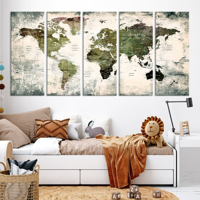 World Map Canvas PRINT, World Map Canvas Art, Large World Map PUSH Pin Canvas Print, World Map, World Map Art Print,