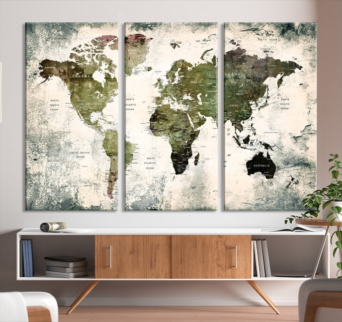 World Map Canvas PRINT, World Map Canvas Art, Large World Map PUSH Pin Canvas Print, World Map, World Map Art Print,