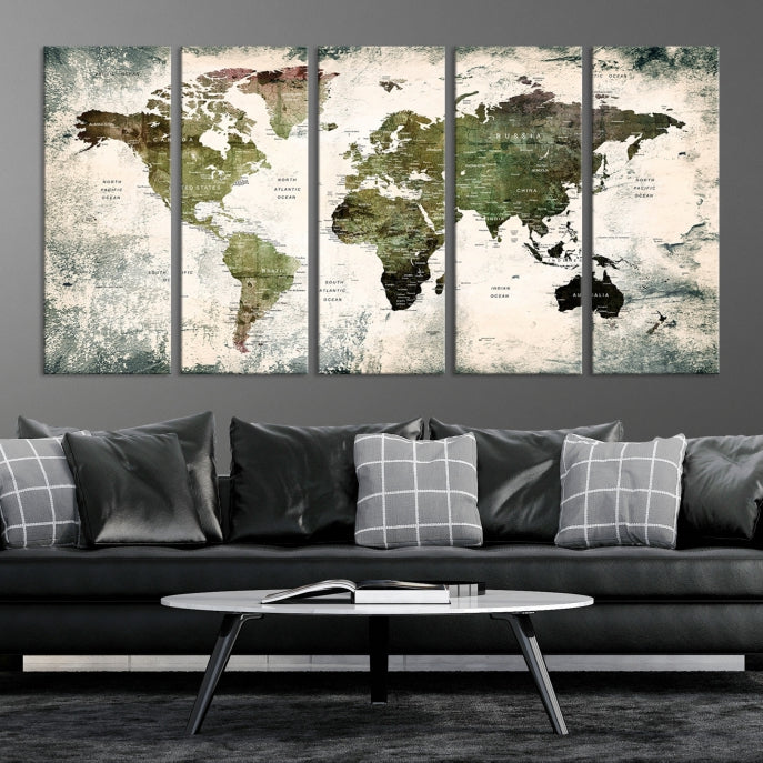 World Map Canvas PRINT, World Map Canvas Art, Large World Map PUSH Pin Canvas Print, World Map, World Map Art Print,