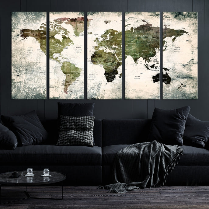 World Map Canvas PRINT, World Map Canvas Art, Large World Map PUSH Pin Canvas Print, World Map, World Map Art Print,