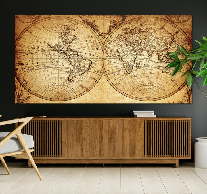 World Map Wall Art Canvas Print Push Pin Detailed Map of the World