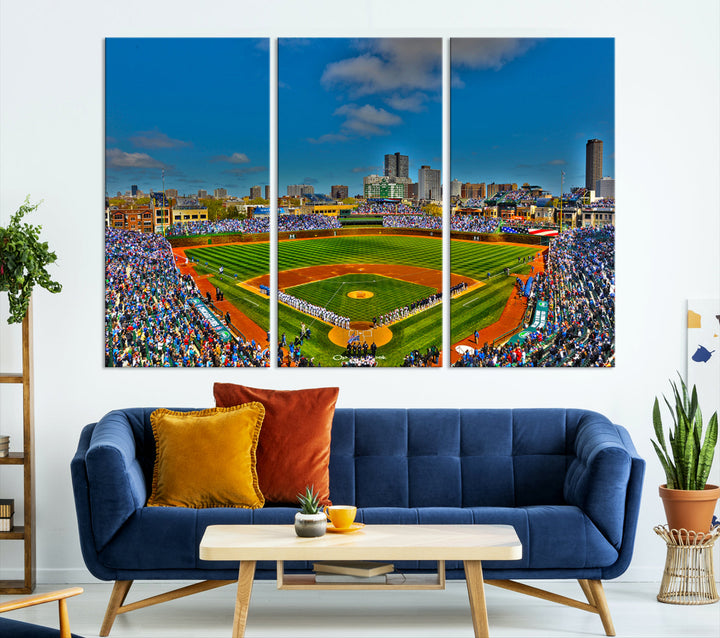 Wrigley Field Stadium Chicago Cubs Stadium Wall Art Canvas Print - Baseball Multi Panel Wall Art Print - Sports Lovers Gifts - MLB Wall Art