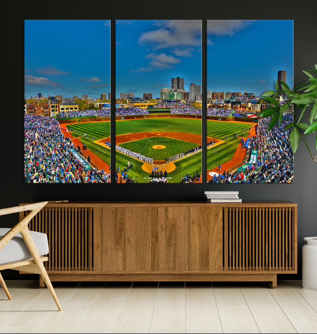 Wrigley Field Stadium Chicago Cubs Stadium Wall Art Canvas Print - Baseball Multi Panel Wall Art Print - Sports Lovers Gifts - MLB Wall Art