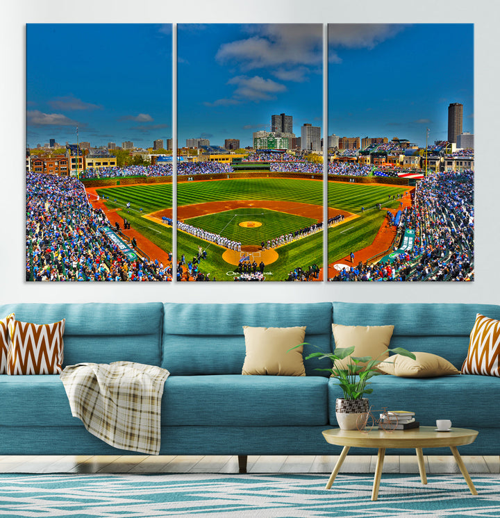 Wrigley Field Stadium Chicago Cubs Stadium Wall Art Canvas Print - Baseball Multi Panel Wall Art Print - Sports Lovers Gifts - MLB Wall Art