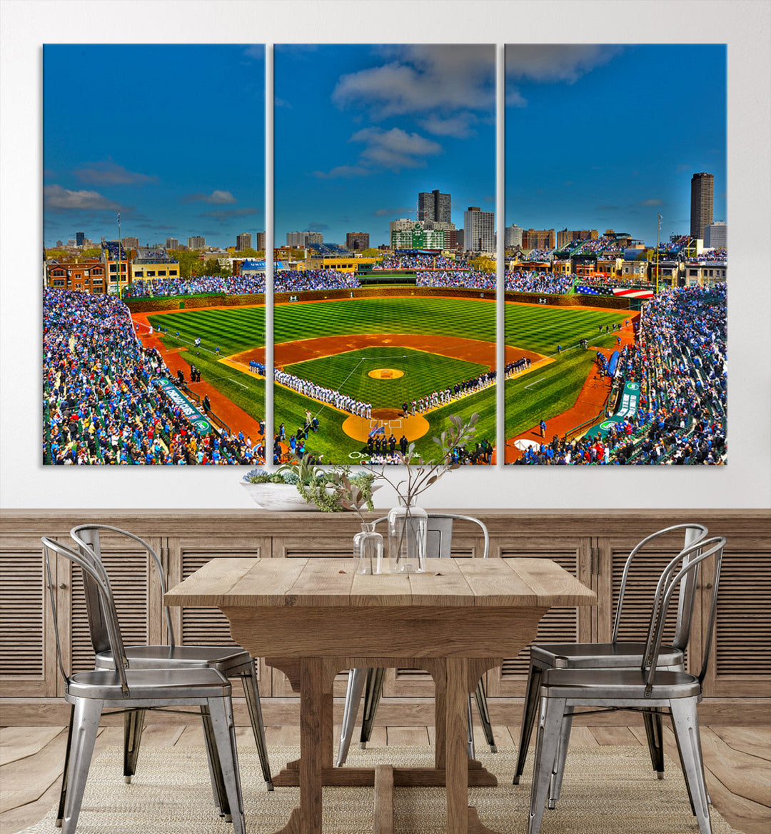 Wrigley Field Stadium Chicago Cubs Stadium Wall Art Canvas Print - Baseball Multi Panel Wall Art Print - Sports Lovers Gifts - MLB Wall Art