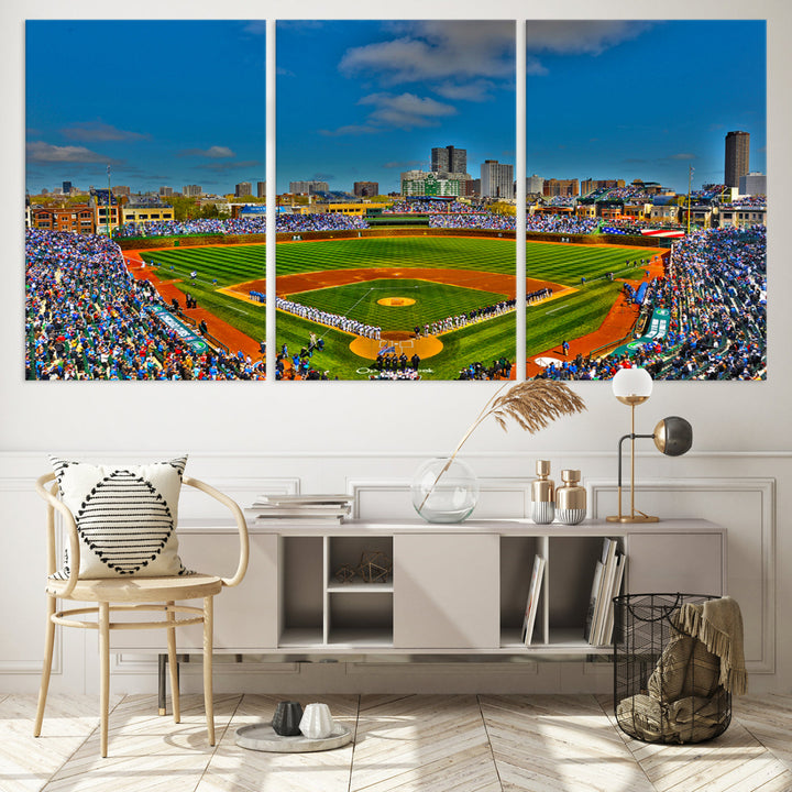 Wrigley Field Stadium Chicago Cubs Stadium Wall Art Canvas Print - Baseball Multi Panel Wall Art Print - Sports Lovers Gifts - MLB Wall Art