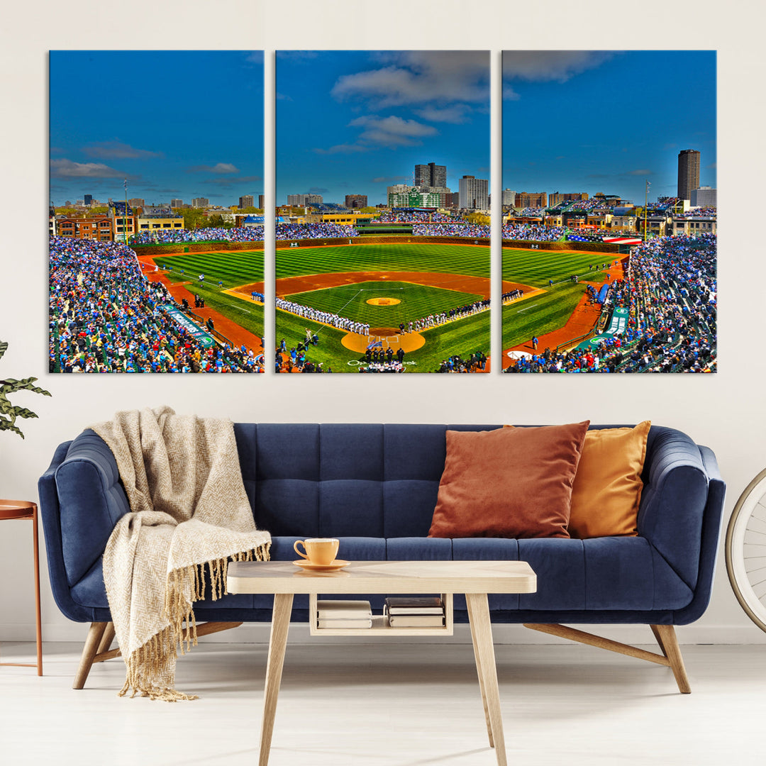 Wrigley Field Stadium Chicago Cubs Stadium Wall Art Canvas Print - Baseball Multi Panel Wall Art Print - Sports Lovers Gifts - MLB Wall Art