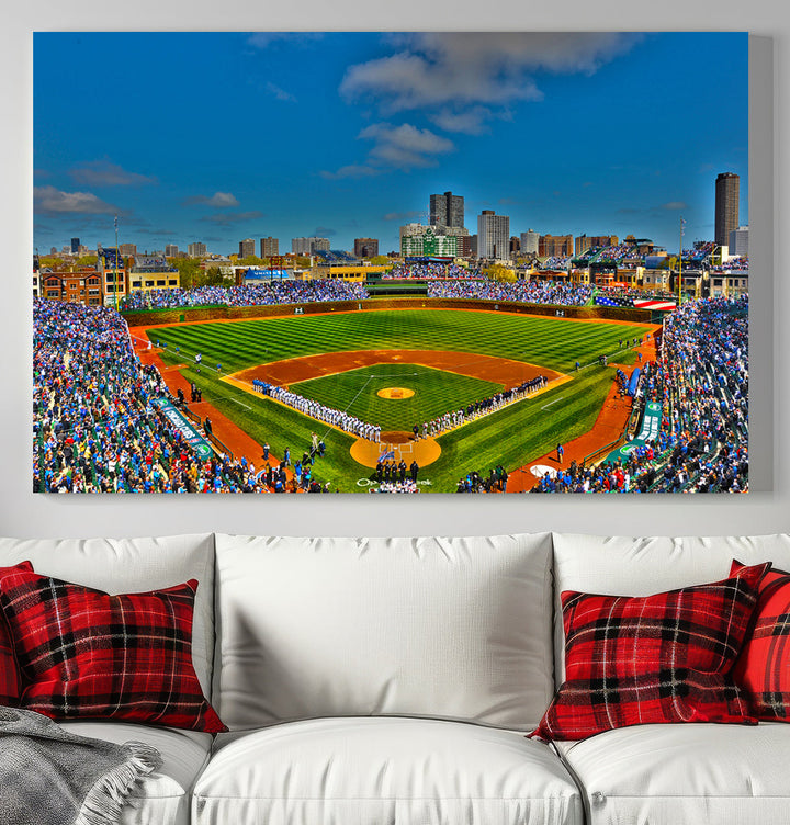 Wrigley Field Stadium Chicago Cubs Stadium Wall Art Canvas Print - Baseball Multi Panel Wall Art Print - Sports Lovers Gifts - MLB Wall Art