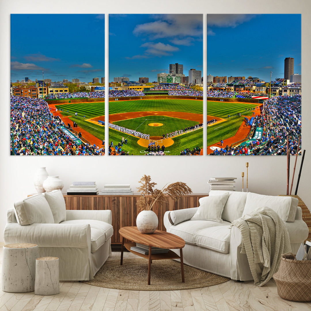 Wrigley Field Stadium Chicago Cubs Stadium Wall Art Canvas Print - Baseball Multi Panel Wall Art Print - Sports Lovers Gifts - MLB Wall Art