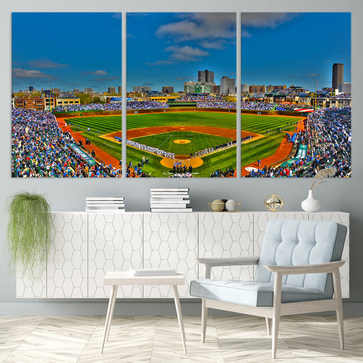 Wrigley Field Stadium Chicago Cubs Stadium Wall Art Canvas Print - Baseball Multi Panel Wall Art Print - Sports Lovers Gifts - MLB Wall Art