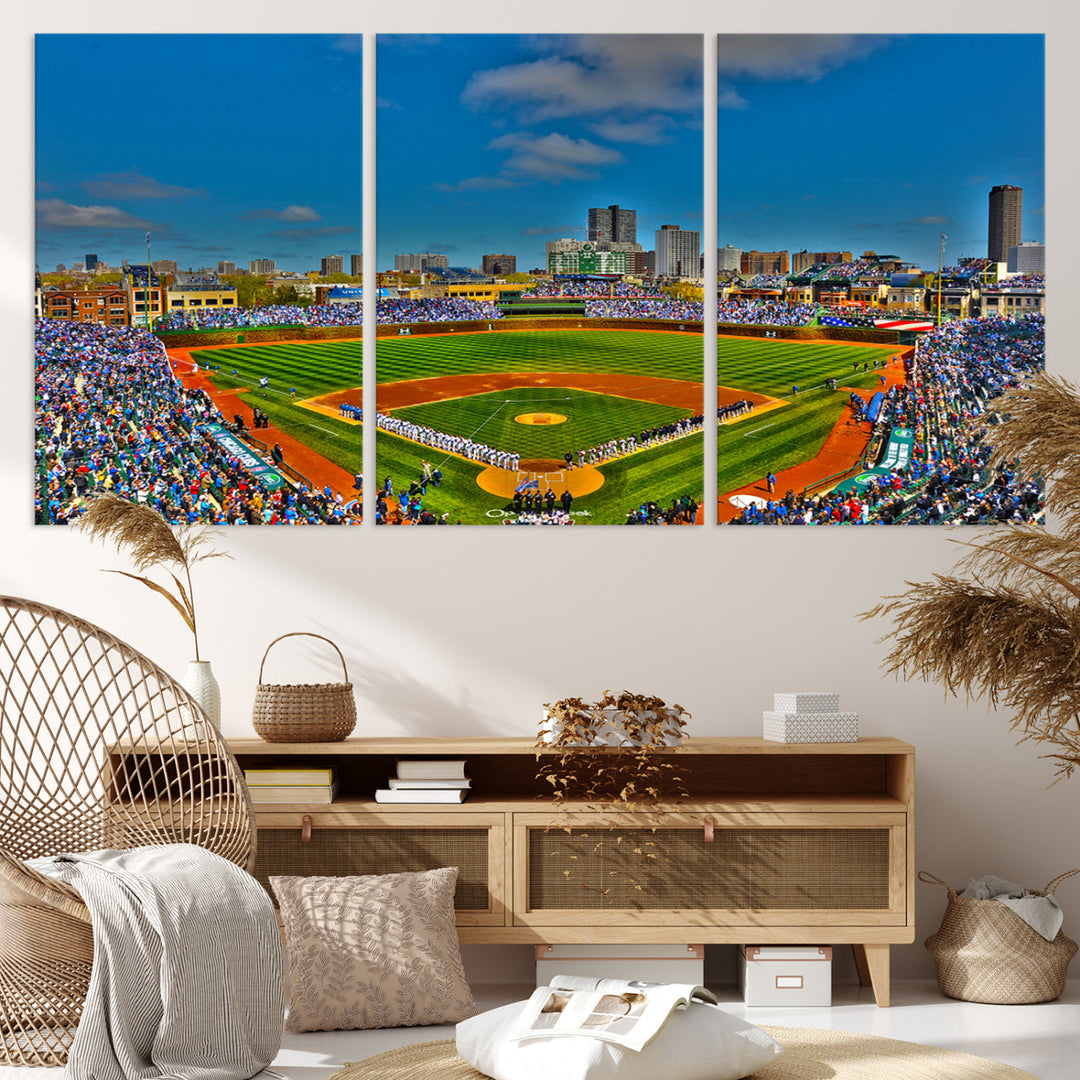 Wrigley Field Stadium Chicago Cubs Stadium Wall Art Canvas Print - Baseball Multi Panel Wall Art Print - Sports Lovers Gifts - MLB Wall Art