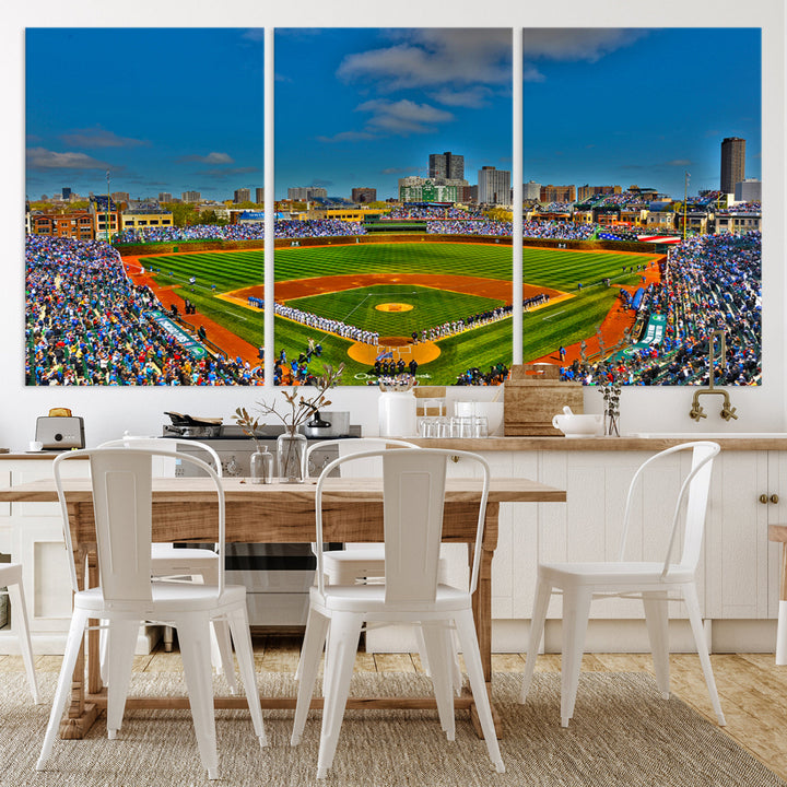 Wrigley Field Stadium Chicago Cubs Stadium Wall Art Canvas Print - Baseball Multi Panel Wall Art Print - Sports Lovers Gifts - MLB Wall Art