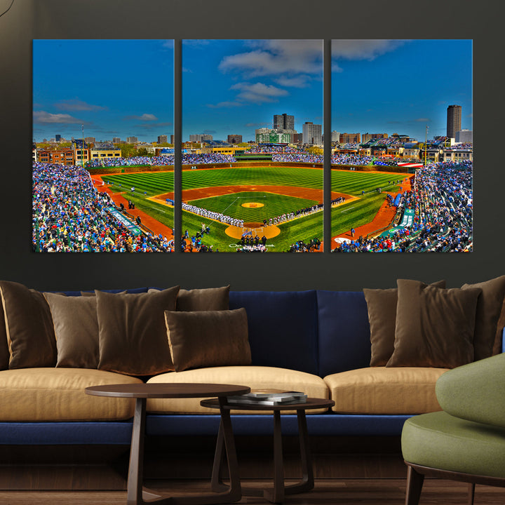 Wrigley Field Stadium Chicago Cubs Stadium Wall Art Canvas Print - Baseball Multi Panel Wall Art Print - Sports Lovers Gifts - MLB Wall Art