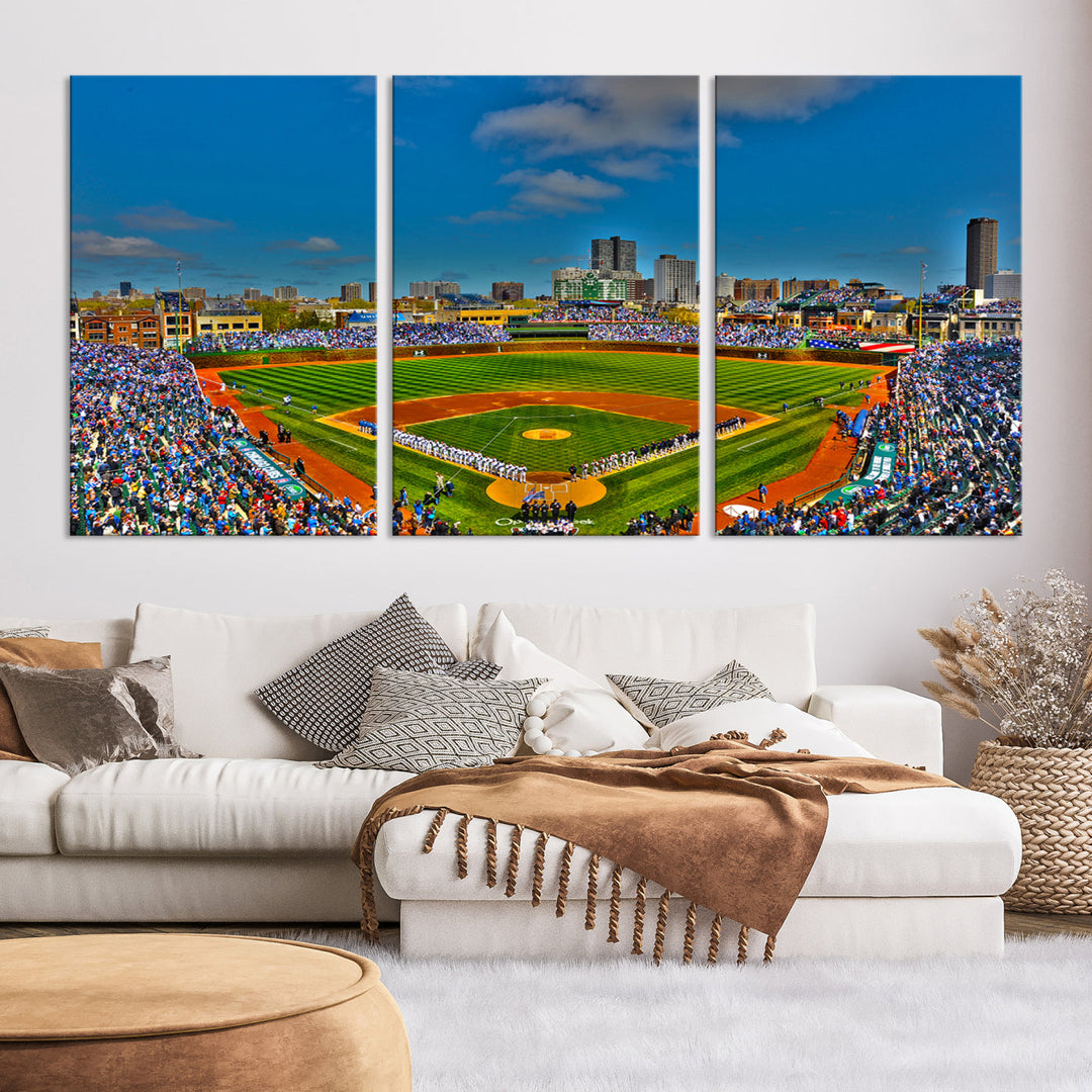 Wrigley Field Stadium Chicago Cubs Stadium Wall Art Canvas Print - Baseball Multi Panel Wall Art Print - Sports Lovers Gifts - MLB Wall Art