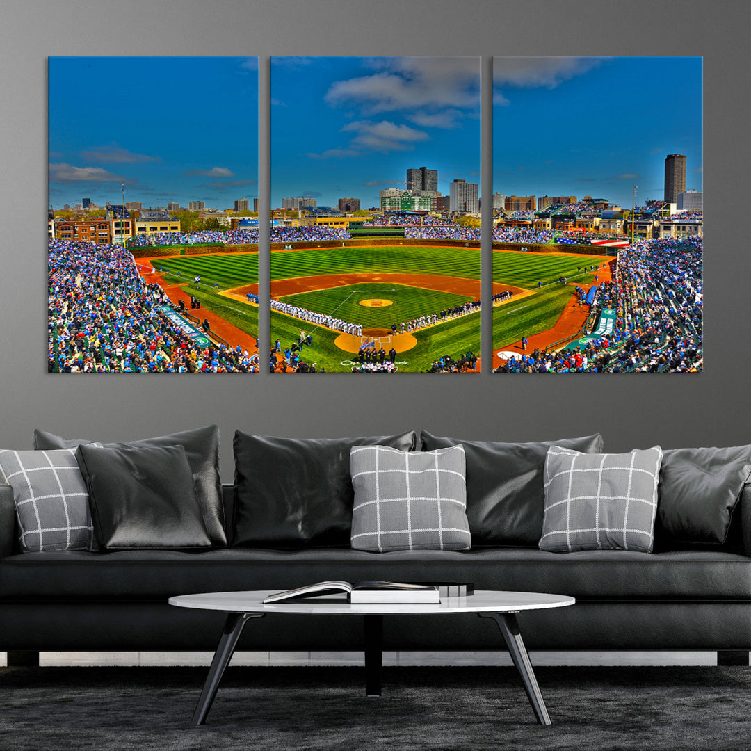 Wrigley Field Stadium Chicago Cubs Stadium Wall Art Canvas Print - Baseball Multi Panel Wall Art Print - Sports Lovers Gifts - MLB Wall Art