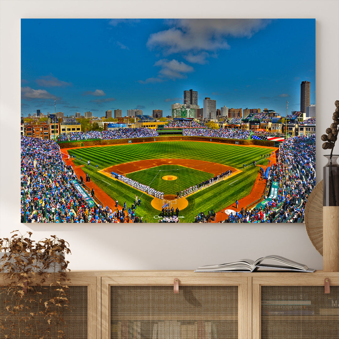 Wrigley Field Stadium Chicago Cubs Stadium Wall Art Canvas Print - Baseball Multi Panel Wall Art Print - Sports Lovers Gifts - MLB Wall Art