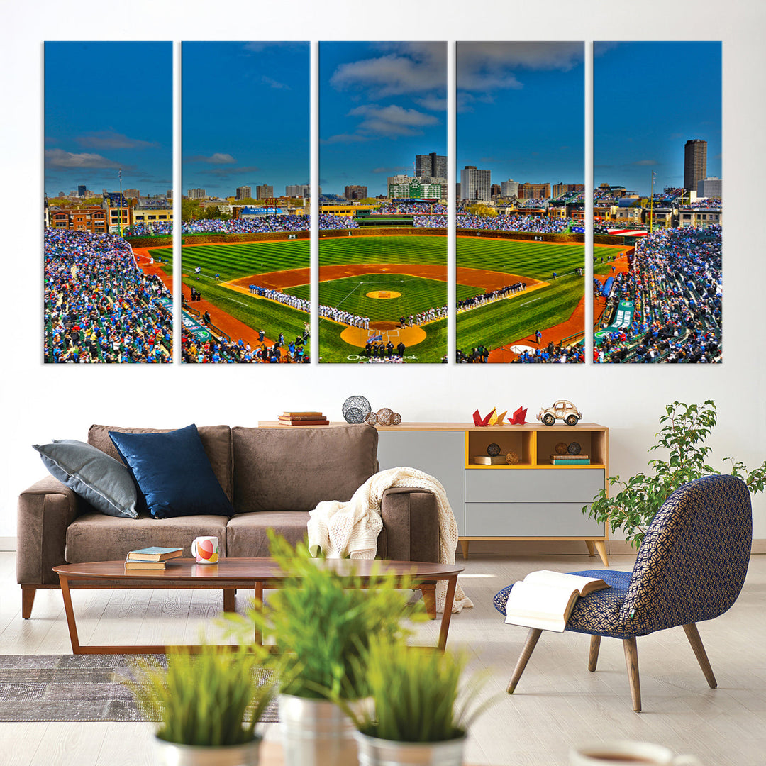 Wrigley Field Stadium Chicago Cubs Stadium Wall Art Canvas Print - Baseball Multi Panel Wall Art Print - Sports Lovers Gifts - MLB Wall Art