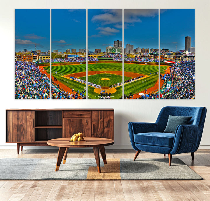 Wrigley Field Stadium Chicago Cubs Stadium Wall Art Canvas Print - Baseball Multi Panel Wall Art Print - Sports Lovers Gifts - MLB Wall Art