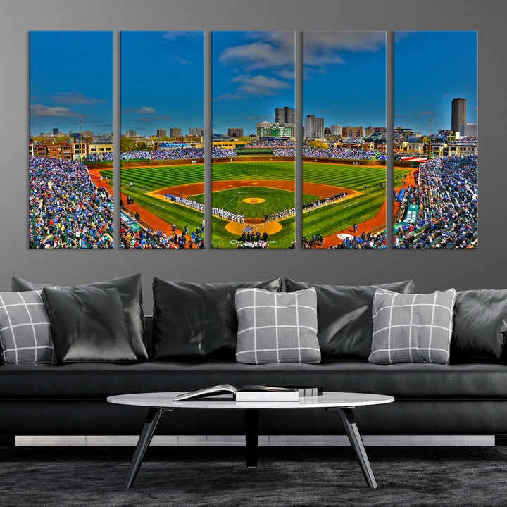 Wrigley Field Stadium Chicago Cubs Stadium Wall Art Canvas Print - Baseball Multi Panel Wall Art Print - Sports Lovers Gifts - MLB Wall Art