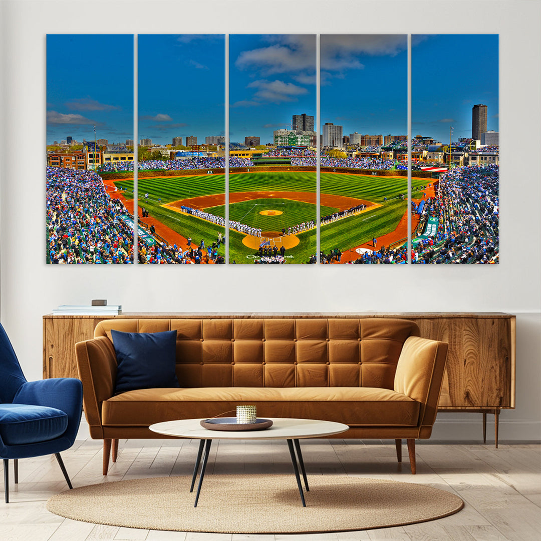 Wrigley Field Stadium Chicago Cubs Stadium Wall Art Canvas Print - Baseball Multi Panel Wall Art Print - Sports Lovers Gifts - MLB Wall Art