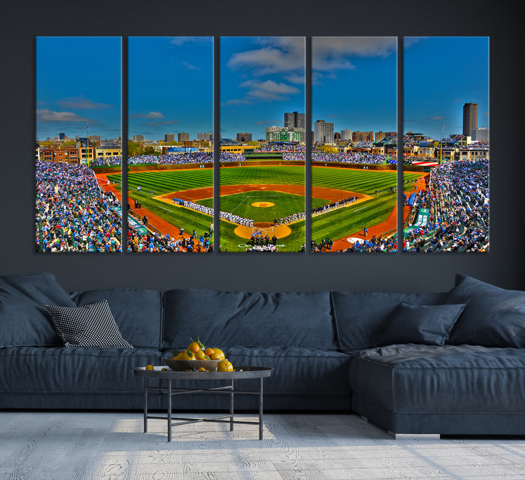 Wrigley Field Stadium Chicago Cubs Stadium Wall Art Canvas Print - Baseball Multi Panel Wall Art Print - Sports Lovers Gifts - MLB Wall Art