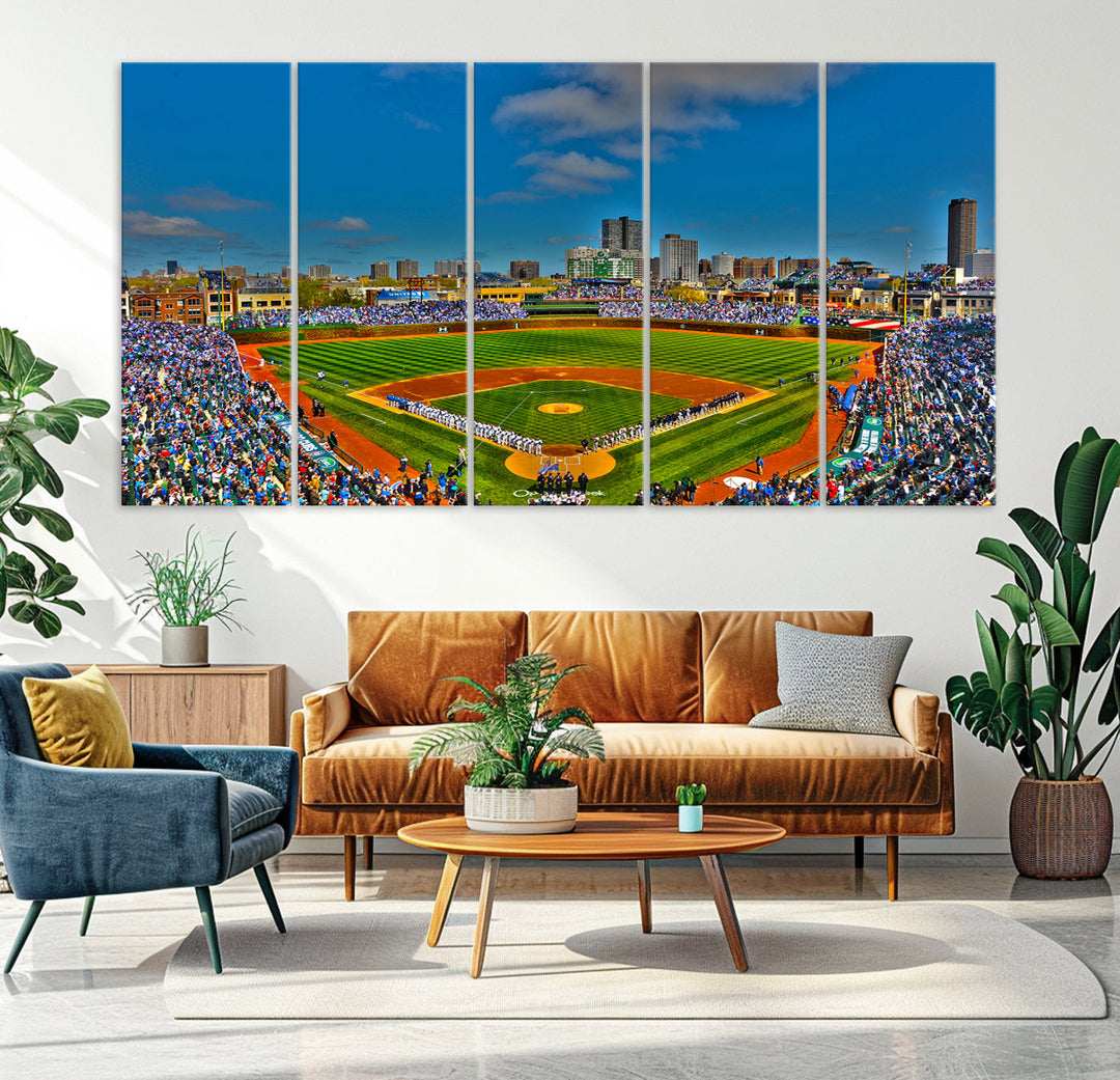 Wrigley Field Stadium Chicago Cubs Stadium Wall Art Canvas Print - Baseball Multi Panel Wall Art Print - Sports Lovers Gifts - MLB Wall Art