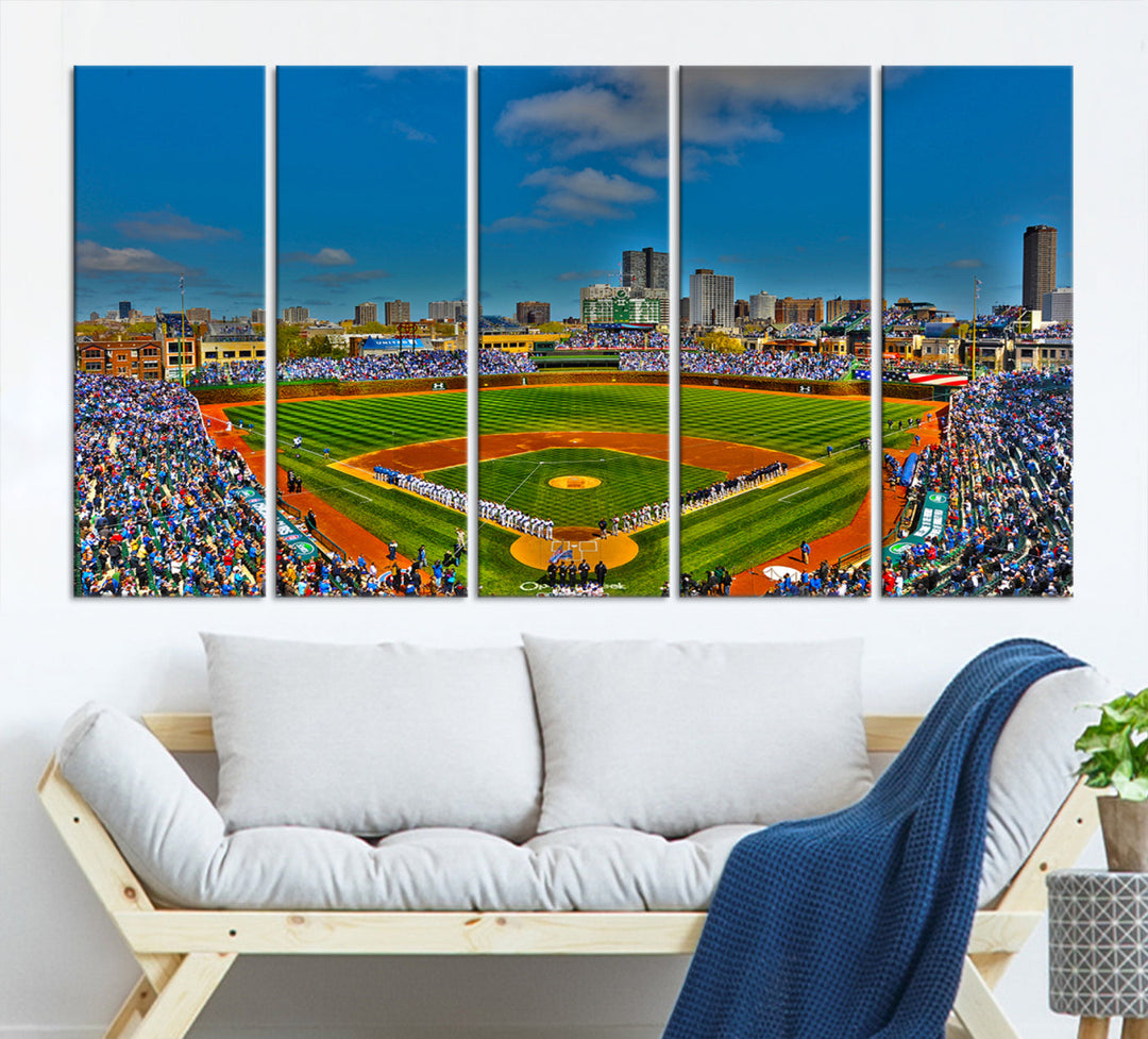 Wrigley Field Stadium Chicago Cubs Stadium Wall Art Canvas Print - Baseball Multi Panel Wall Art Print - Sports Lovers Gifts - MLB Wall Art