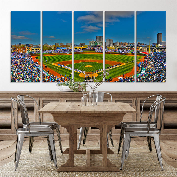 Wrigley Field Stadium Chicago Cubs Stadium Wall Art Canvas Print - Baseball Multi Panel Wall Art Print - Sports Lovers Gifts - MLB Wall Art