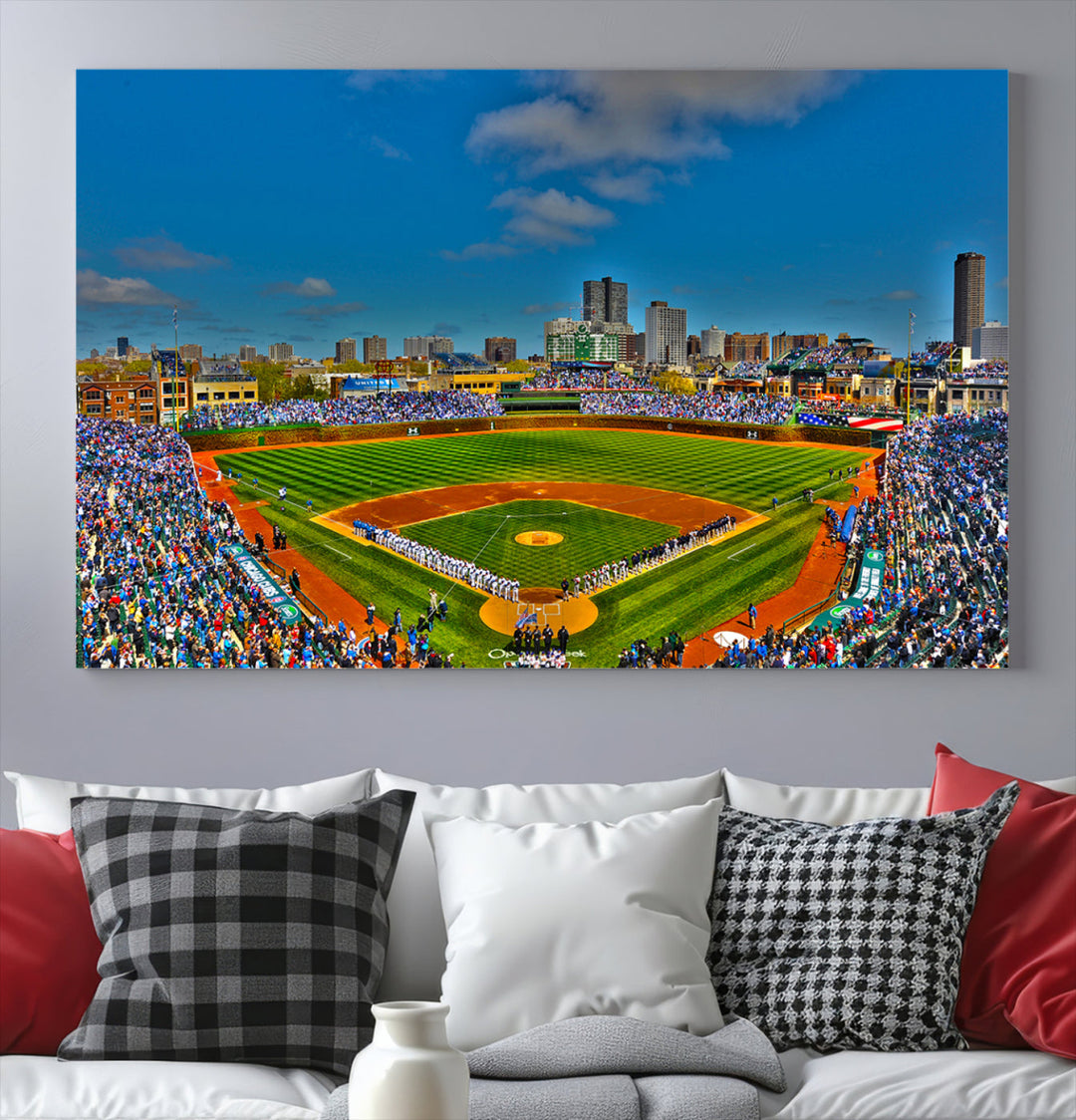 Wrigley Field Stadium Chicago Cubs Stadium Wall Art Canvas Print - Baseball Multi Panel Wall Art Print - Sports Lovers Gifts - MLB Wall Art