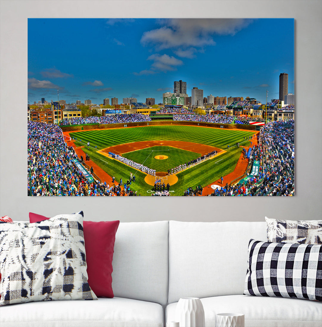 Wrigley Field Stadium Chicago Cubs Stadium Wall Art Canvas Print - Baseball Multi Panel Wall Art Print - Sports Lovers Gifts - MLB Wall Art