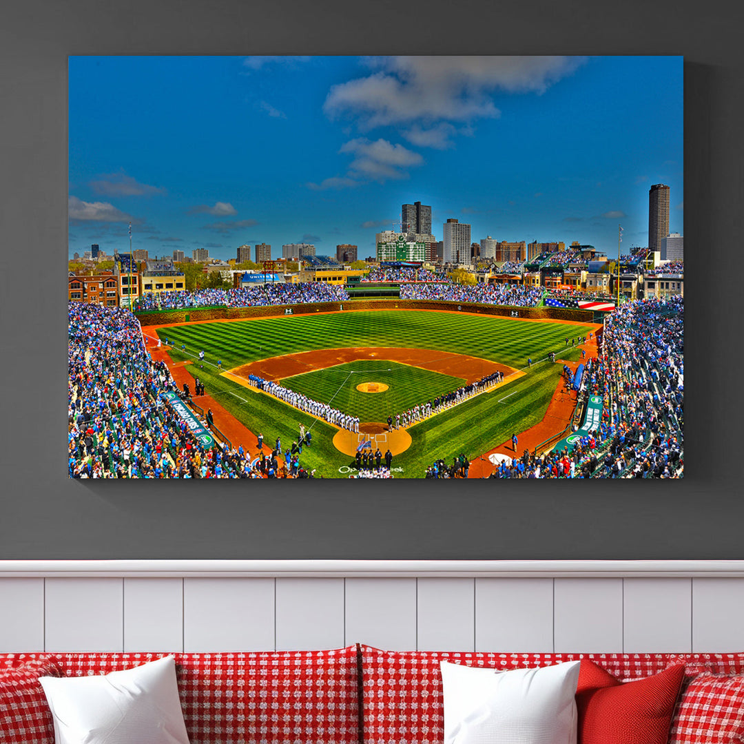 Wrigley Field Stadium Chicago Cubs Stadium Wall Art Canvas Print - Baseball Multi Panel Wall Art Print - Sports Lovers Gifts - MLB Wall Art