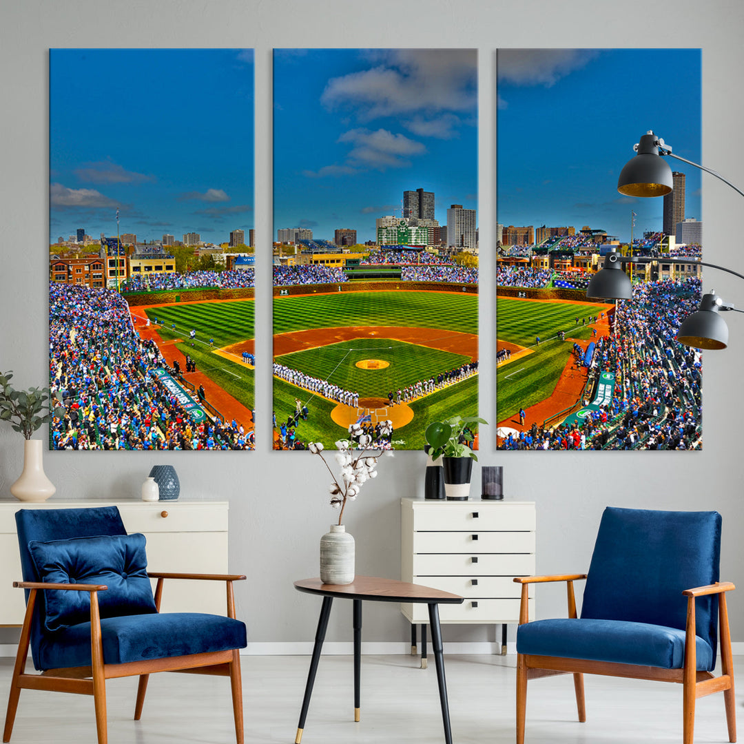 Wrigley Field Stadium Chicago Cubs Stadium Wall Art Canvas Print - Baseball Multi Panel Wall Art Print - Sports Lovers Gifts - MLB Wall Art