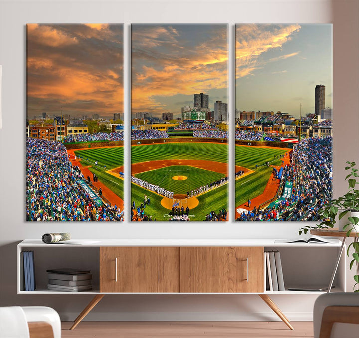 Wrigley Field Stadium Wall Art Canvas Print - Framed Wall Art - Ready to Hang