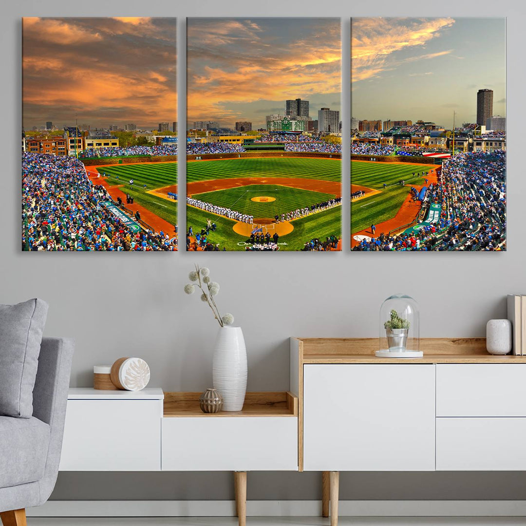 Wrigley Field Stadium Wall Art Canvas Print - Framed Wall Art - Ready to Hang